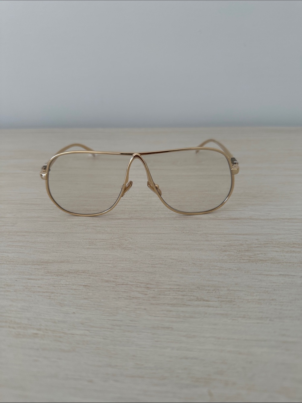 Miu Miu Gold Metal Aviator Sunglasses Blue Light